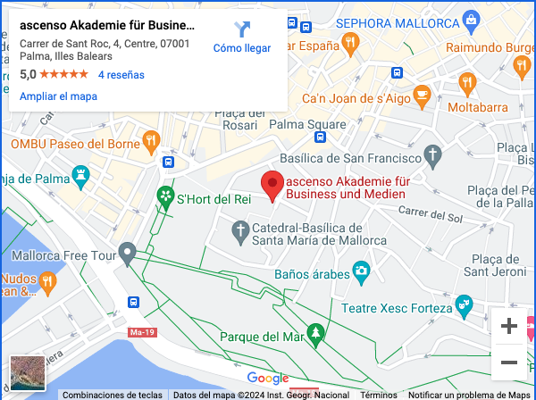 Google Maps Ansicht Ascenso Akademie für Business und Medien, Mallorca, Campus M University